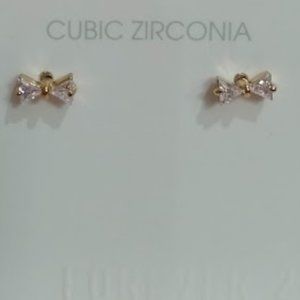 Forever 21 Cubic Zirconia Earrings bow tie NEW